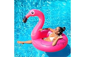 Giant Pink Flamingo Pool Float, Premium Inflatable Lounge Raft for Pool Party & Beach Vacation, Comfortable Adult Swimming Tu