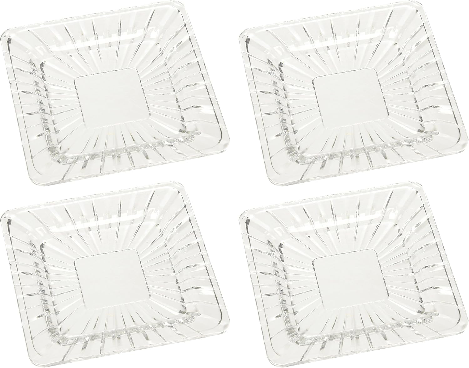 Crystal Clear Alexandria Square Dessert Plates, Set of 4, Clear Amazon