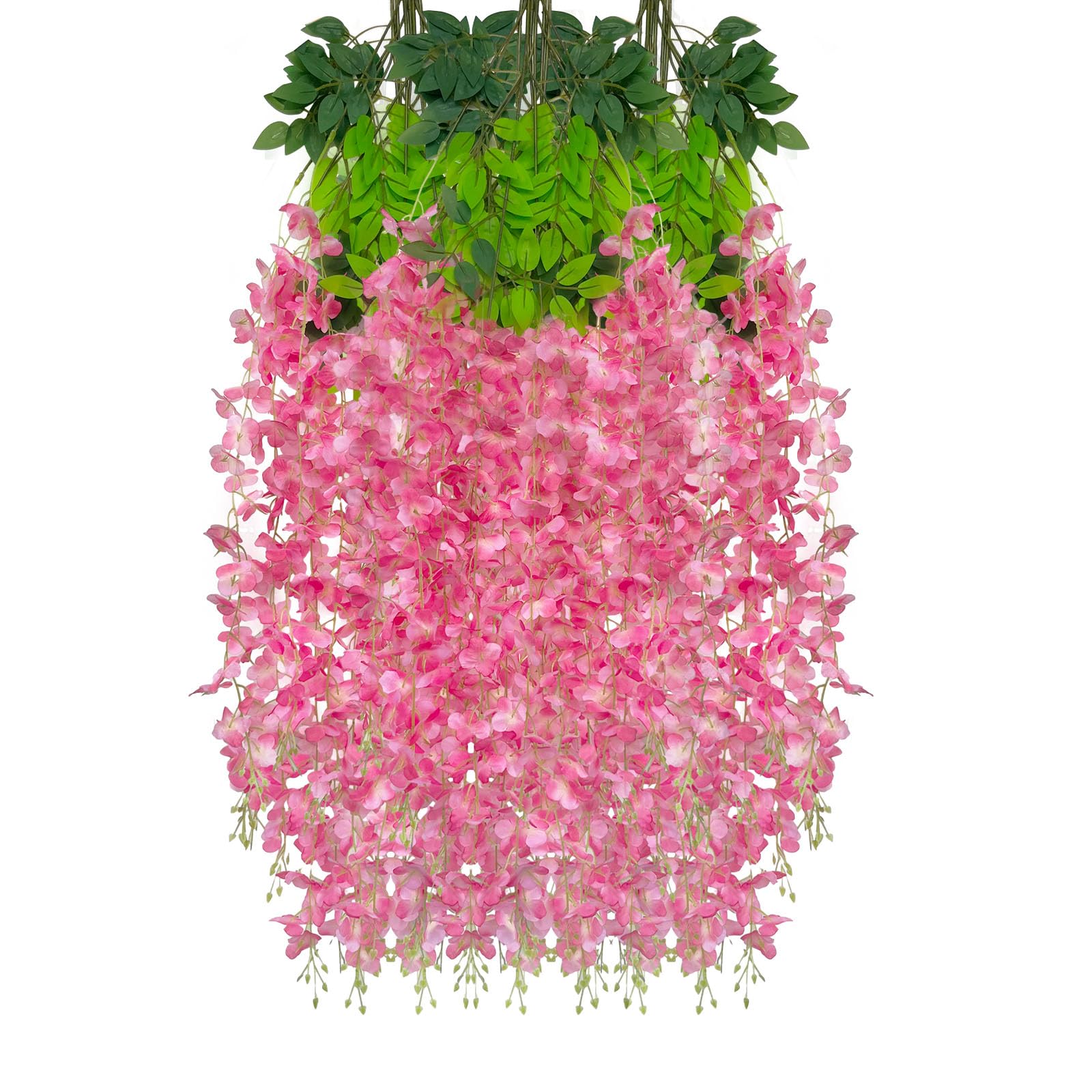 Photo 1 of 12PCS Deep Pink Artificial Wisteria Hanging Flowers, 3.44 Ft Fake Hanging Flowers Garland Silk Flowers, Faux Wisteria Garland Vines for Outdoor Yard Garden Patio, Wedding Arch Backdrop Home Decoration