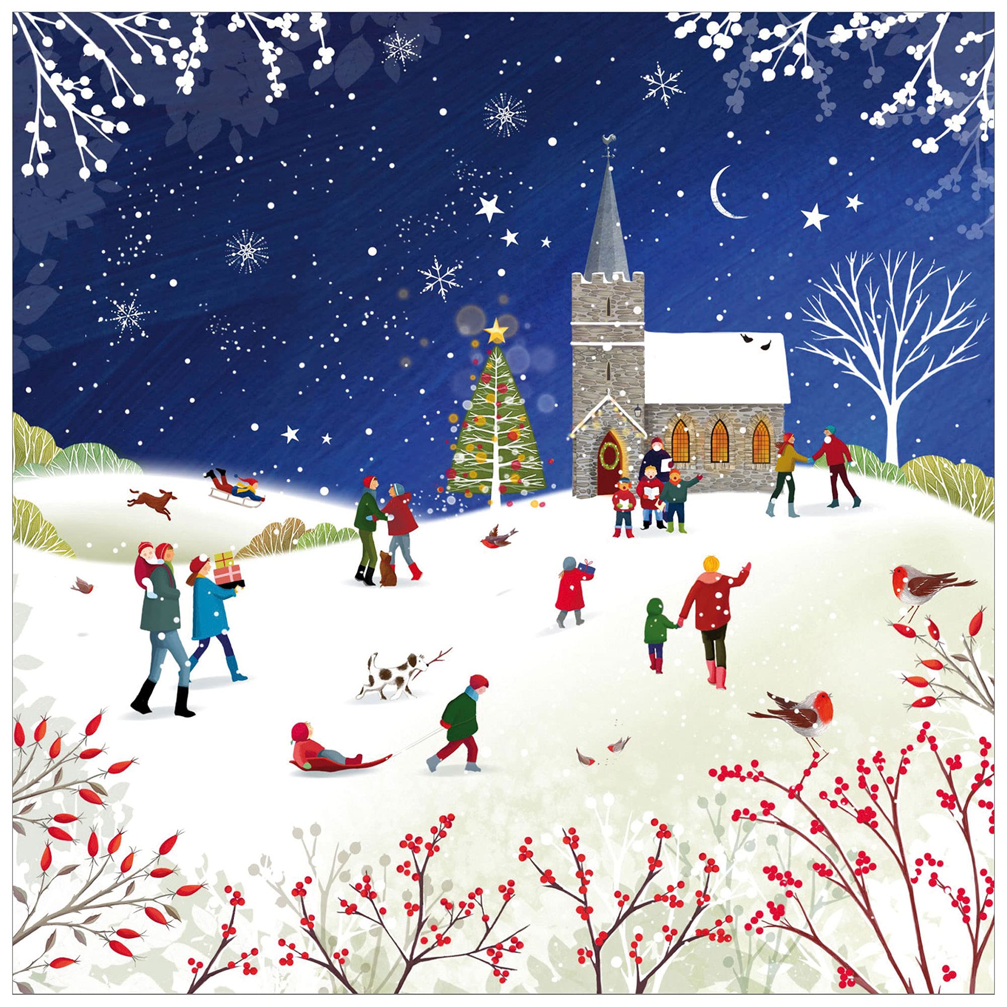 Christmas cards pack - Church, 10 Christmas cards with 10 white envelopes - Designed, printed and hand-packed in the UK, by Just Cards Direct