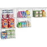 3-Pack Large Hanging Laundry Basket: Wire shelves for Laundry Room Organization with 360&deg;Rotating Hooks Foldable Space Saving Over Washer and Dryer Shelves -Metal Laundry Basket Holder, White Patent