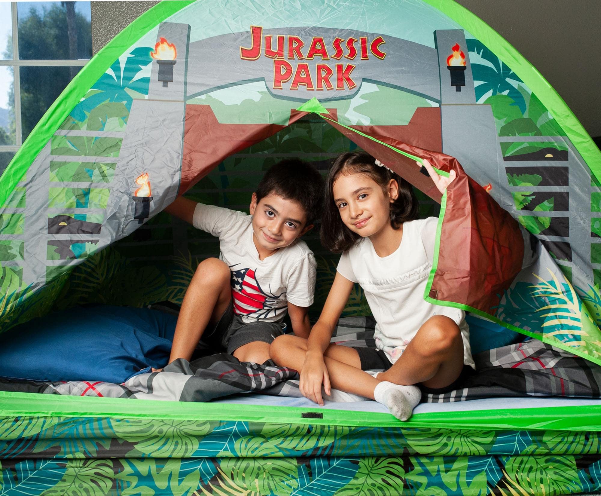Ukonic Jurassic Park Gates Indoor Bed Tent Pop-Up Canopy | 72 x 36 x 41 Inches