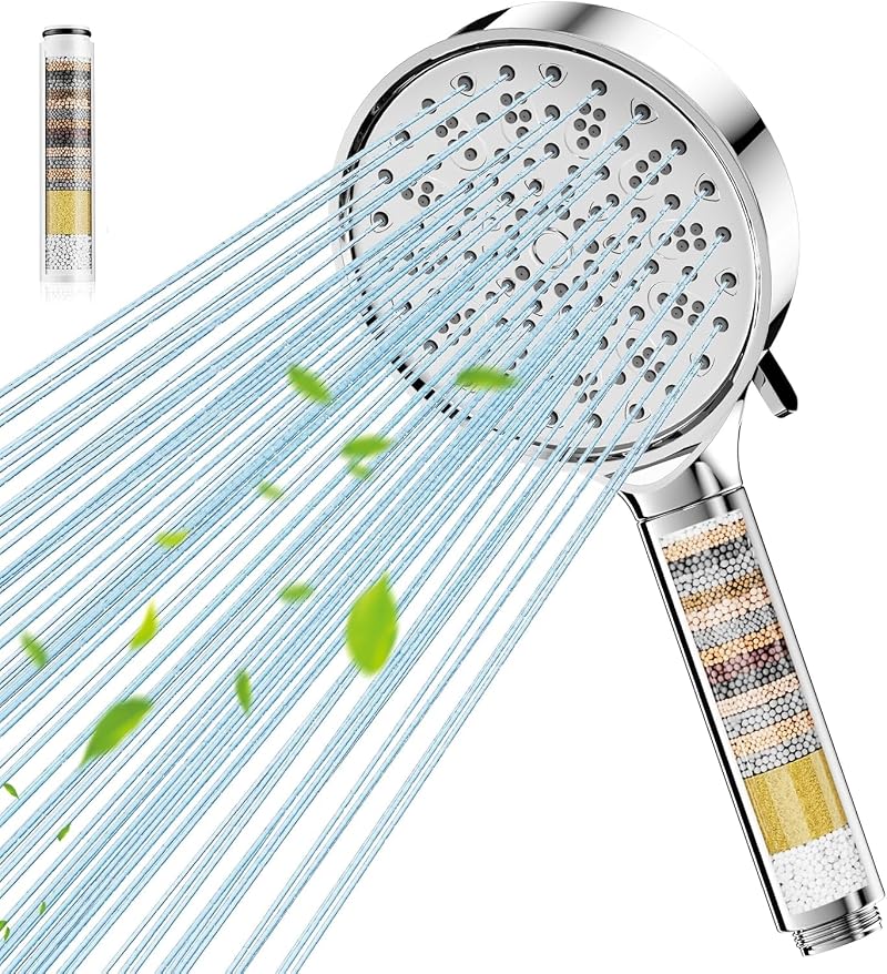 Cobbe Hard Water Filter Shower Head 6 Modes 20-Stage Filtration Chrome