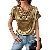 Floerns Women's Casual Cap Sleeve Leopard Print Satin Silk Blouse Tops