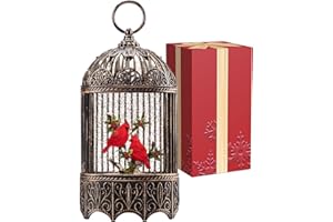 PESTILITE Christmas Snow Globes Cardinal Gift, Light Up Musical Snow Globe Birdcage Christmas Decorations, 6H Timer, USB/Battery Operated, Cardinal Gift Indoor Home Décor