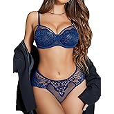 Avidlove Womens Lingerie Sexy Floral Lace Bra and Panty Sets 2 Piece Mini Babydoll