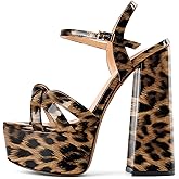 Mettesally Women's Chunky Platform Heels Heeled Sandals Open Toe Ankle Strap Sandals Summer Dress Shoes