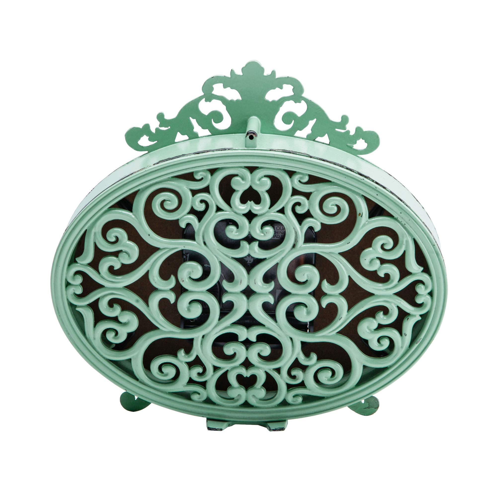 NIKKY HOME Vintage Table Clock, French Turquoise Color Rococo Style Desk Clock Battery Operated Rustic Design, Home Décor for Living Room, Bedroom, Bedside, Desk, Gift Clock - Distressed Green