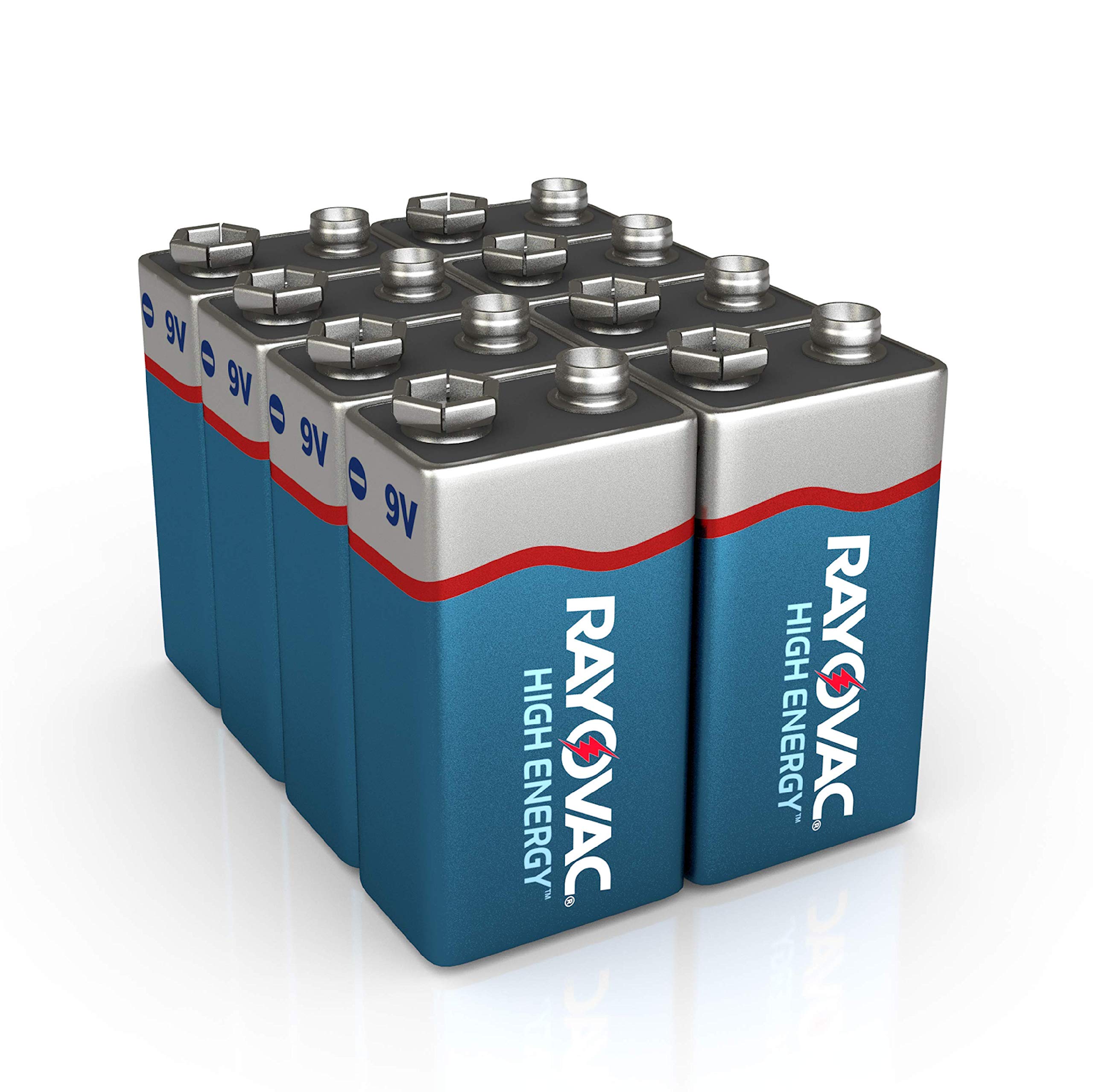 Rayovac High Energy 9V Batteries (8 Pack), Alkaline 9 Volt Batteries