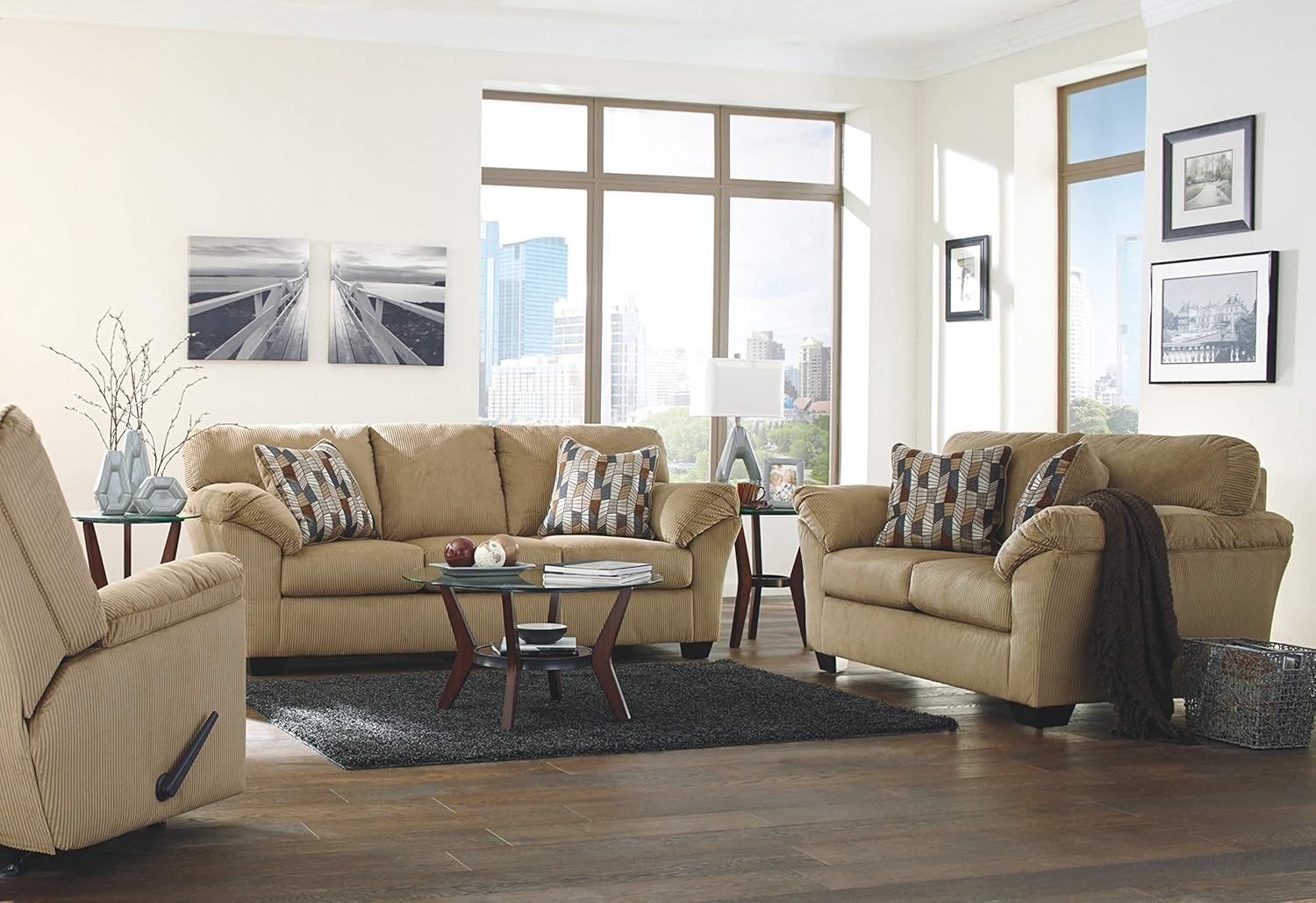 Signature Design by Ashley - Fantell Circular Glass Top Occasional Table Set - Includes Cocktail Table & 2 End Tables, Dark Brown: Furniture & Decor