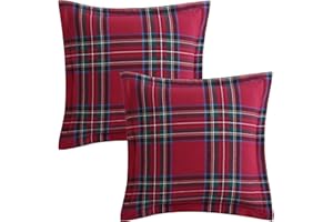 Levtex Home - Spencer Plaid Euro Sham - Tartan Plaid - Red, Green, White, Blue, Gold - Euro Sham Set of 2 (26x26in.), No Insert- Cotton
