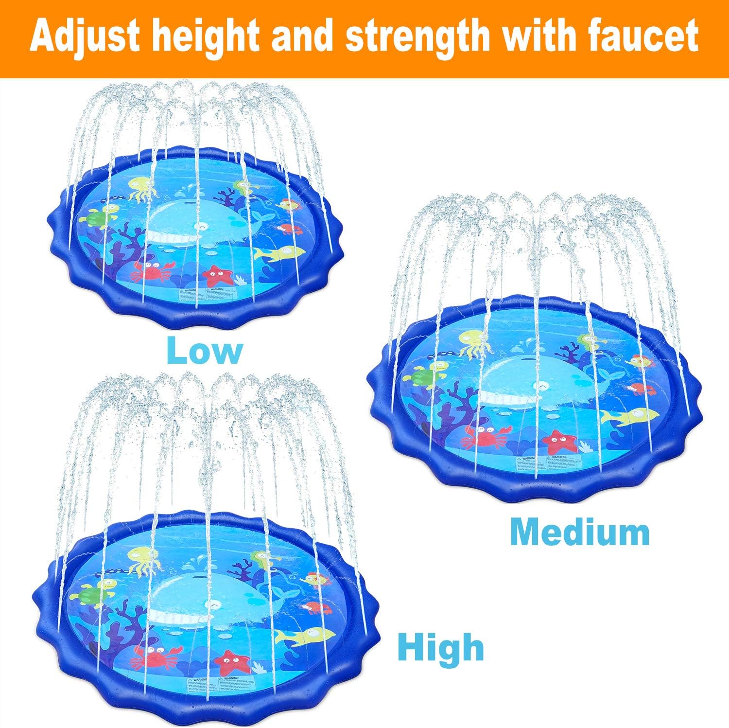 Giftinthebox Sprinkler &Splash Pad for Kids, 68" Splash Play Mat Water Toy for Toddlers , Outdoor Water Mat Toys, Baby Infant Wading Swimming Pool Party Outdoor Water Toy for Girls Boys: Toys & Games