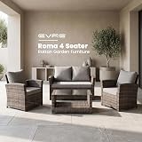 EVRE Roma 4 Seater Rattan Garden Set with Glass Coffee Table Cedar Brown view 2