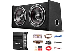 VEVOR Subwoofer Bass Package, 12 in, 490W RMS, Dual Car Audio Subwoofer and Amp Package, with Loaded Enclosure, Separate Ampl