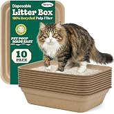 10-Pack Disposable Litter Box for Kitty Cats, Thick &amp; Leak-Proof, Eco-Friendly Travel &amp; Home Litter Pan, No-Scrub for Cats