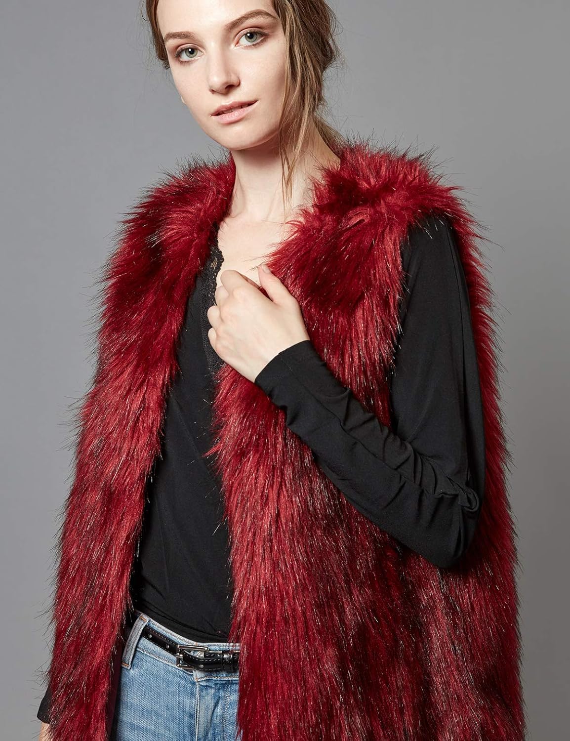 Escalier Women's Faux Fur Vest Waistcoat Sleeveless Jacket at  Women's Coats Shop
