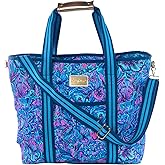 Lilly Pulitzer Blue Picnic and Beach Cooler, Insulated Bag with Adjustable Shoulder Strap and Zipper, Large Soft Cooler for Groceries or Travel, Shells N Bells