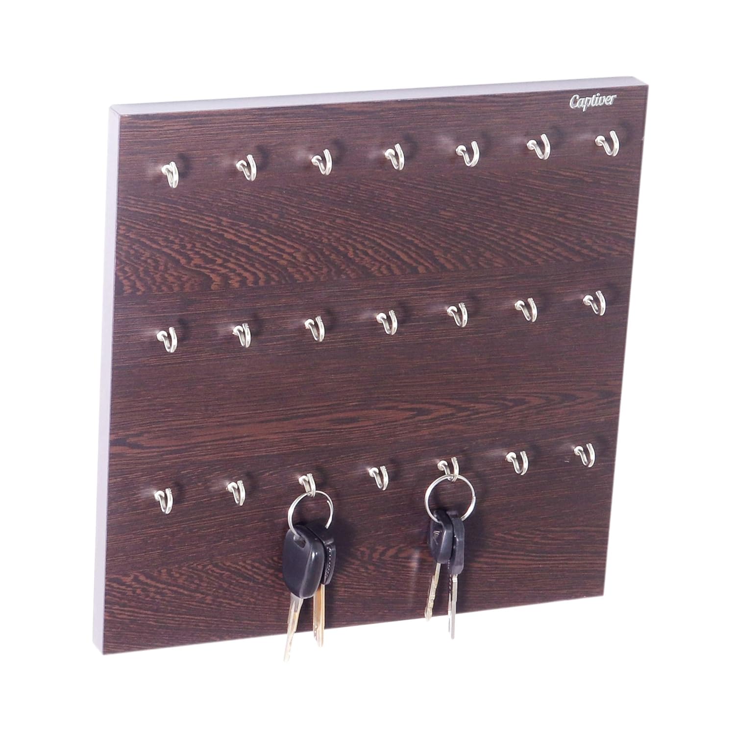 Captiver 21 Hook Key Holder Box Wenge/Wall Mounted Keychain Rack