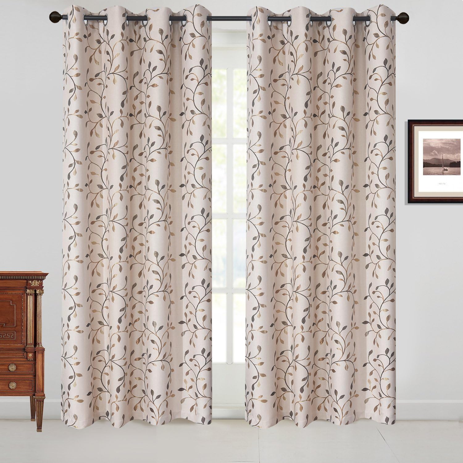 Amazon Com Gyrohome Floral Blackout Curtain Grommet Top Thermal