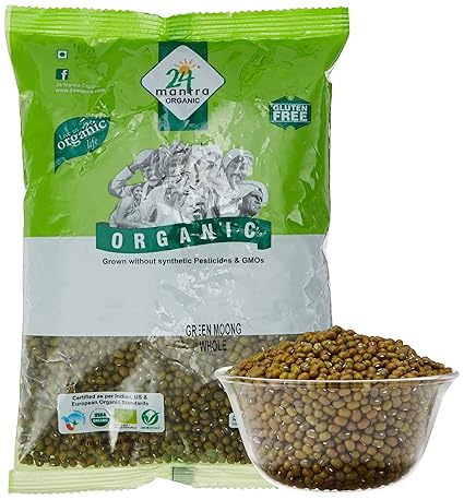 24 Mantra Organic Green Moong Whole, 500g