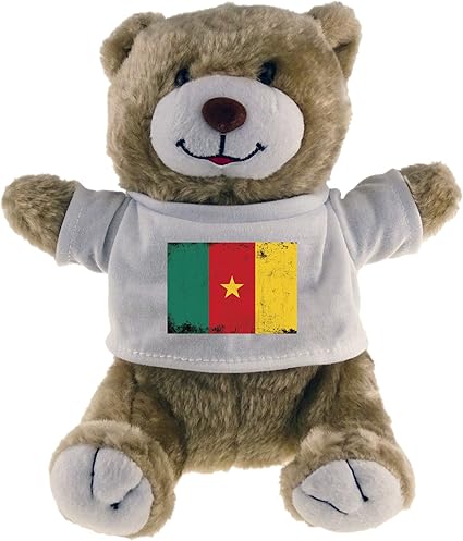 Doudou Ours Beige Style Retro Avec Drapeau Du Cameroun Amazon Fr Sports Et Loisirs