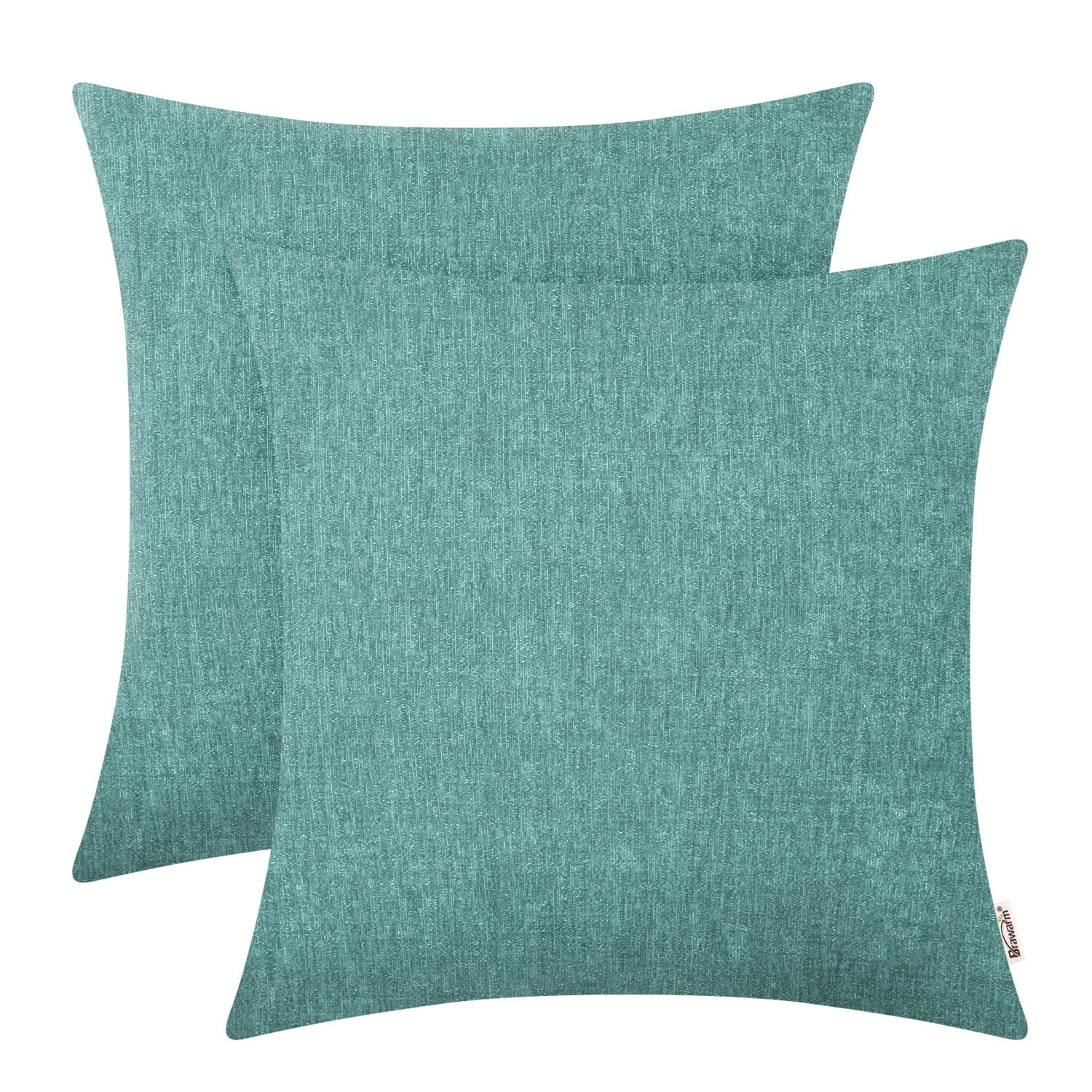 BRAWARM Pack of 2, Chenille Soft Throw Pillow Covers, Chenille Cushion Cover Pillowcase Shells, Decorative Couch Pillows for Living Room Car Sofa Chair 45cm x 45cm Teal โ image 1
