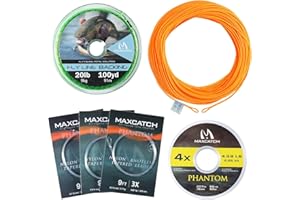 M MAXIMUMCATCH Maxcatch Fly Fishing Line Combo Kit, Weight Forward Floating Line with Two Welded Loops, Backing Line, Tapered Leader and Tippet