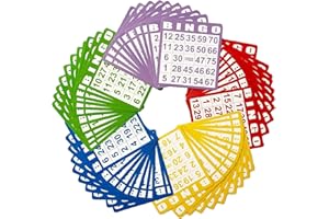 Yuanhe 50 Bingo Game Cards - Bingo Set Kids Party Paper Card Games School Classroom Family Gathering Activity Casino Trip