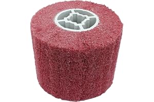 Marvexi 120 Grit Surface Conditioning Tool Drum Non-Woven Wire Drawing Flap Wheel, Abrasive Nylon Drawing Wheel Drum Burnishing Polishing Brush for Wood Metal Surface Polishing