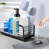 AIDILI Wipe-Free Sink Organizer with Drying Stone, Instant Dry Sink Caddy Organizers, Kitchen Sponge Soap Holder Dispenser, Countertop Fast Drying Counter Tray Rack