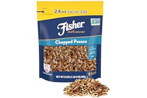 Fisher Chef's Naturals Unsalted Chopped Pecans 24 oz Resealable Bag, Unsalted Raw Nuts for Cooking, Baking & Snacking, Vegan Protein, Keto Snack, Gluten Free Raw Pecans, Chopped Pecan