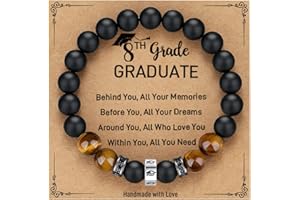 TONY & SANDY 2024 Graduation Gifts for Him Tiger Eye Bead Bracelet Men Cool College Middle High School 5th 8th Grade Graduation Gifts for Boys Son Grandson Nephew