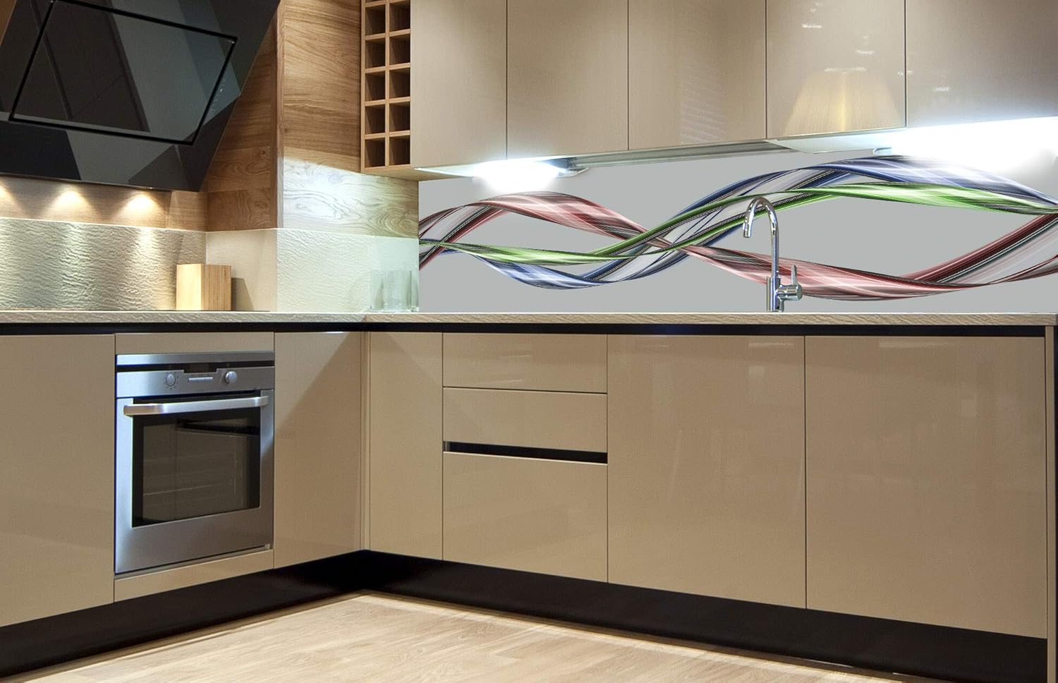 DIMEX LINE Self-Adhesive Kitchen Backsplash Film Shimmering Wave, Mehrfarbig, 180 x 60 cm