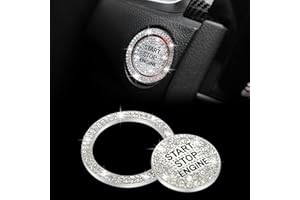 TOMALL Bling Car Engine Start Button Cover Diamond Crystal Push Start Ring Sticker Sparkly Accessories Ignition Button Rhinestone Emblem Decorations Universal (White)