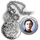 St. Gemma Galgani Locket Necklace, Patron Saint Confirmation Gift, Italian Charms, Catholic Jewelry