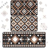 Drydiet 3 Pcs Aztec Western Kitchen Rugs and Mats Set Boho Farmhouse Non Slip Rug Geometric Waterproof Floor Mat Aztec Western Decor for Kitchen Home Entryway Bar Office Bathroom Door Party Decor