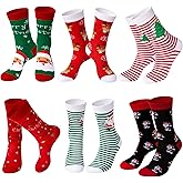 TENYSAF Women Christmas Socks Funny Crew Sock for Female Colorful Novelty Patterned Xmas Socks 6 Pack US 6-11