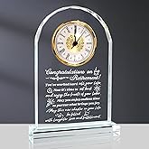 QIANCHANG Crystal Retirement Clock Gifts for Women and Men, Happy Retirement Glass Plaque Party Decorations for Colleagues Manager Teacher Doctor Friends
