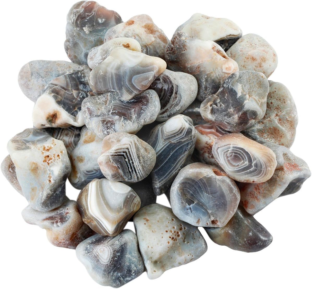 Indoor Fountains & Accessories - Rockcloud 1 lb Natural Crystals Raw Rough Stones for Cabbing,Tumbling,Cutting,Lapidary,Polishing,Reiki Crytsal Healing,Striped Agate