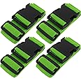 4 Packs Luggage Straps for Suitcase, Heavy Duty and Quick-Release Buckle, Adjustable Travel Cargo Safe Suitcase Belt Set (Green)