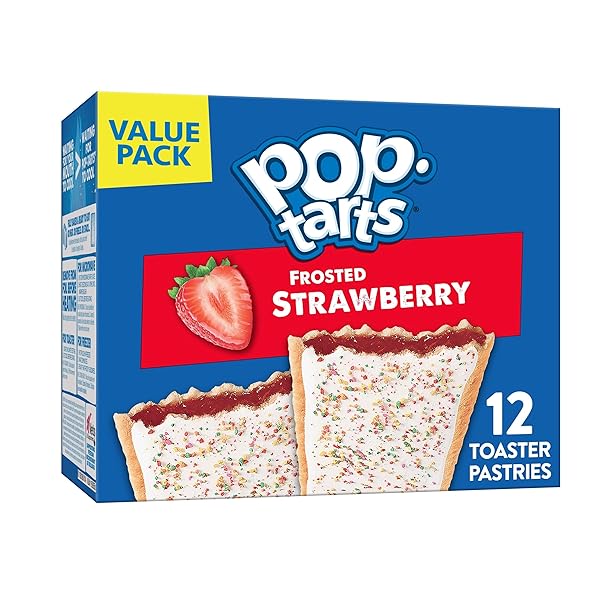 POP-TARTS TOASTER PASTRIES, BREAKFAST FOODS, KIDS SNACKS, FROSTED STRAWBERRY, 20.3OZ BOX (12 POP-TARTS)