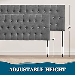 Huatean Home Upholstered King Headboard, Button