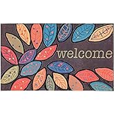 CHICHIC Door Mat, Welcome Mat 17x 30 Inch Front Door Mat Outdoors for Home Entrance Outdoors Mat for Outside Entry Way Doormat Entry Rugs, Heavy Duty Non Slip Rubber Back Low Profile, Leaves