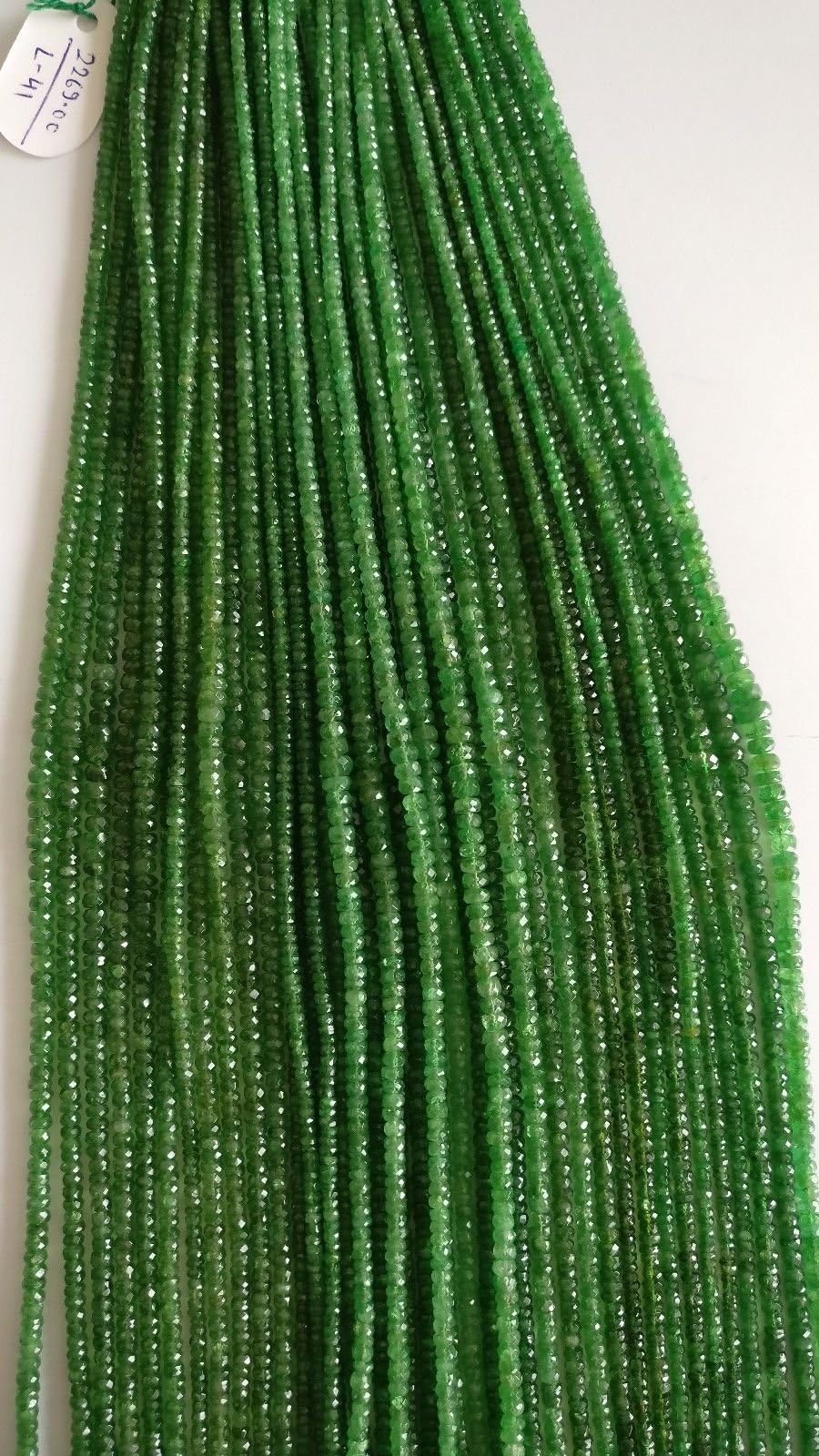 NATURAL TSAVORITE GEMSTONE 3-4MM FACETED PATSAN CUT ROUNDEL BEADS 1 STRINGS GSB108