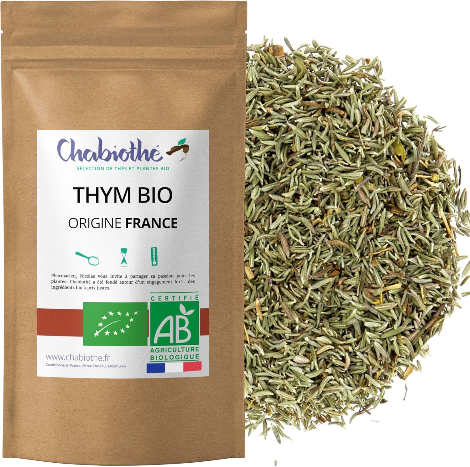 Chabiothe Thym Bio Infusion Ou Epice 0g Origine France Provence Sachet Biodegradable Amazon Fr Epicerie