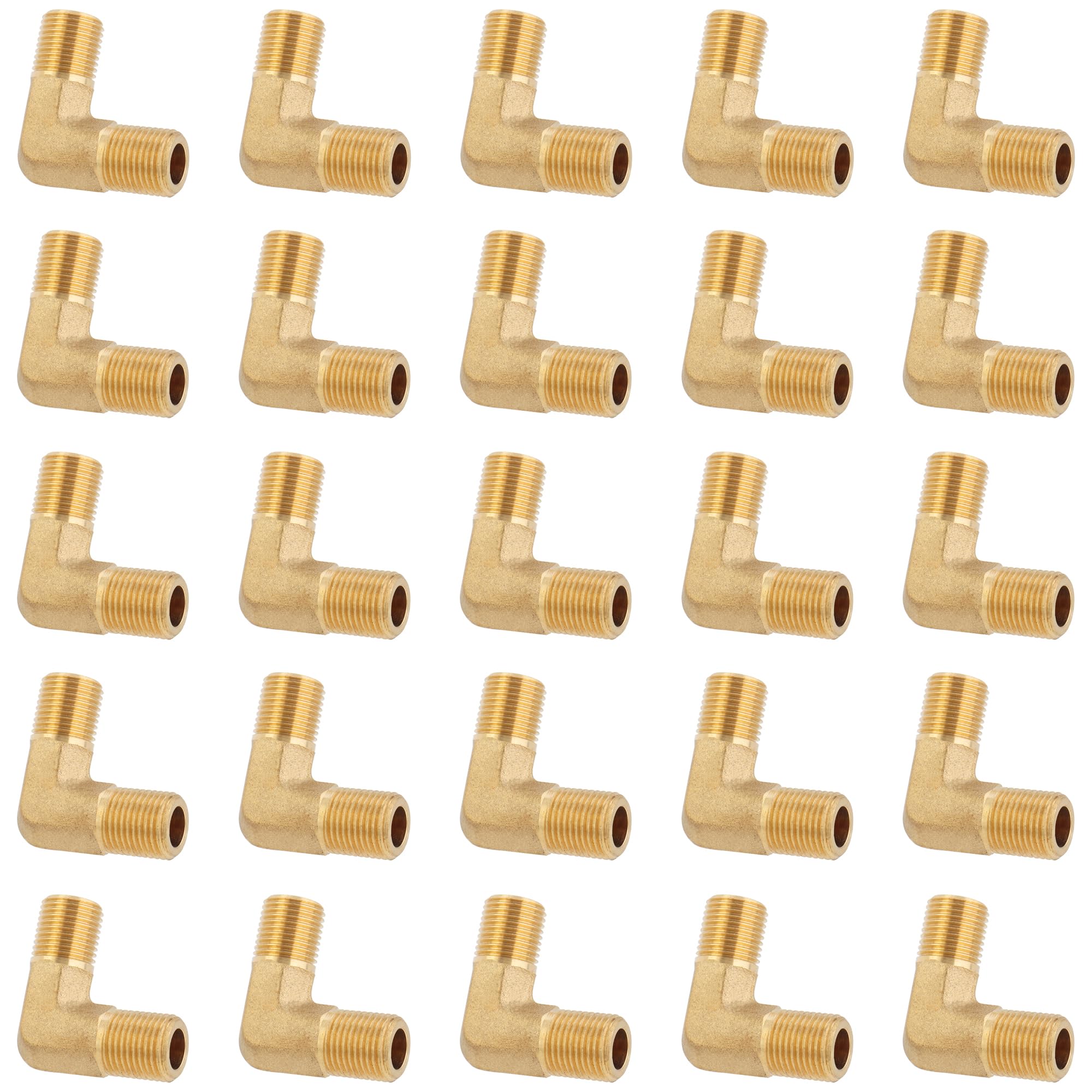 LTWFITTING Brass Pipe Male 90 Deg Elbow Fitting 1/8-Inch BSPT Water Fuel (Pack of 25)
