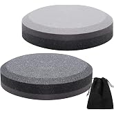 Honoson 2 Pieces Dual Grit Axe Sharpener Puck Stone, 240 400 for Hatchet | Garden Tools and Outdoor Axes, Flannel Bag for Storage, Double Sided Compact Puck, Sharpens Hatchets and Blades Efficiently