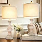 ShineTech Cordless Rechargeable Table Lamp, Rustic Bedside Lamp, Wood Grain | 4000mAh Battery Powered, 20" Touch Control Desk Lamp, Stepless Dimming, 3 Color Modes, Set of 2, Night Light for Bedroom