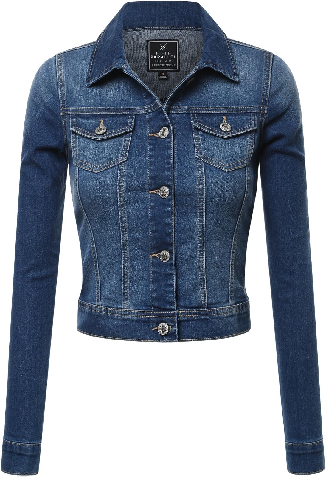 FPT Womens Cropped Denim Jacket MEDIUM WASH 3X-LARGE