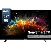 TuTu 32 Inch HD TV, 2K LED Small Flat Screen Non-Smart Television, Works with Apple TV, Fire Stick, Roku, Google, TiVo, Xumo, and Streaming Devices